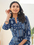 Indigo Pure Cotton Ethnic Motifs Printed Straight Kurta Pant Set